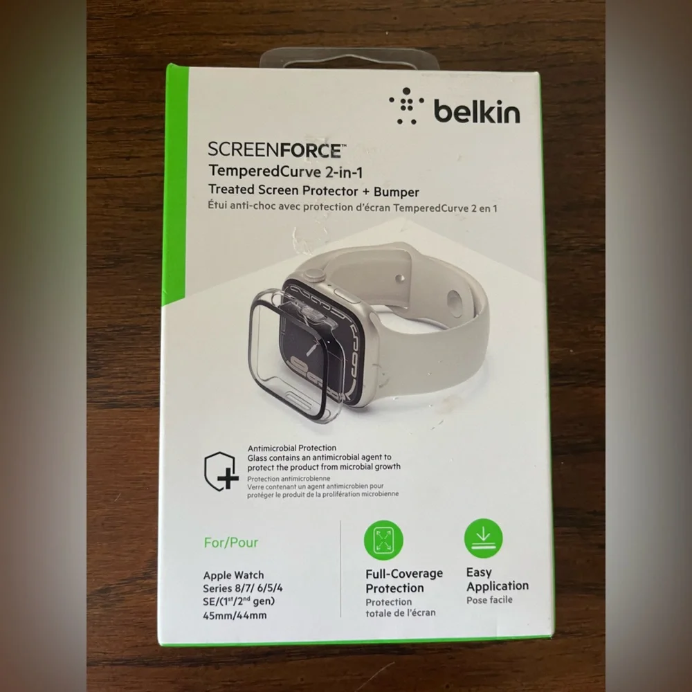 Belkin ScreenForce TemperedCurve 2 in 1 Apple Watch Case clear